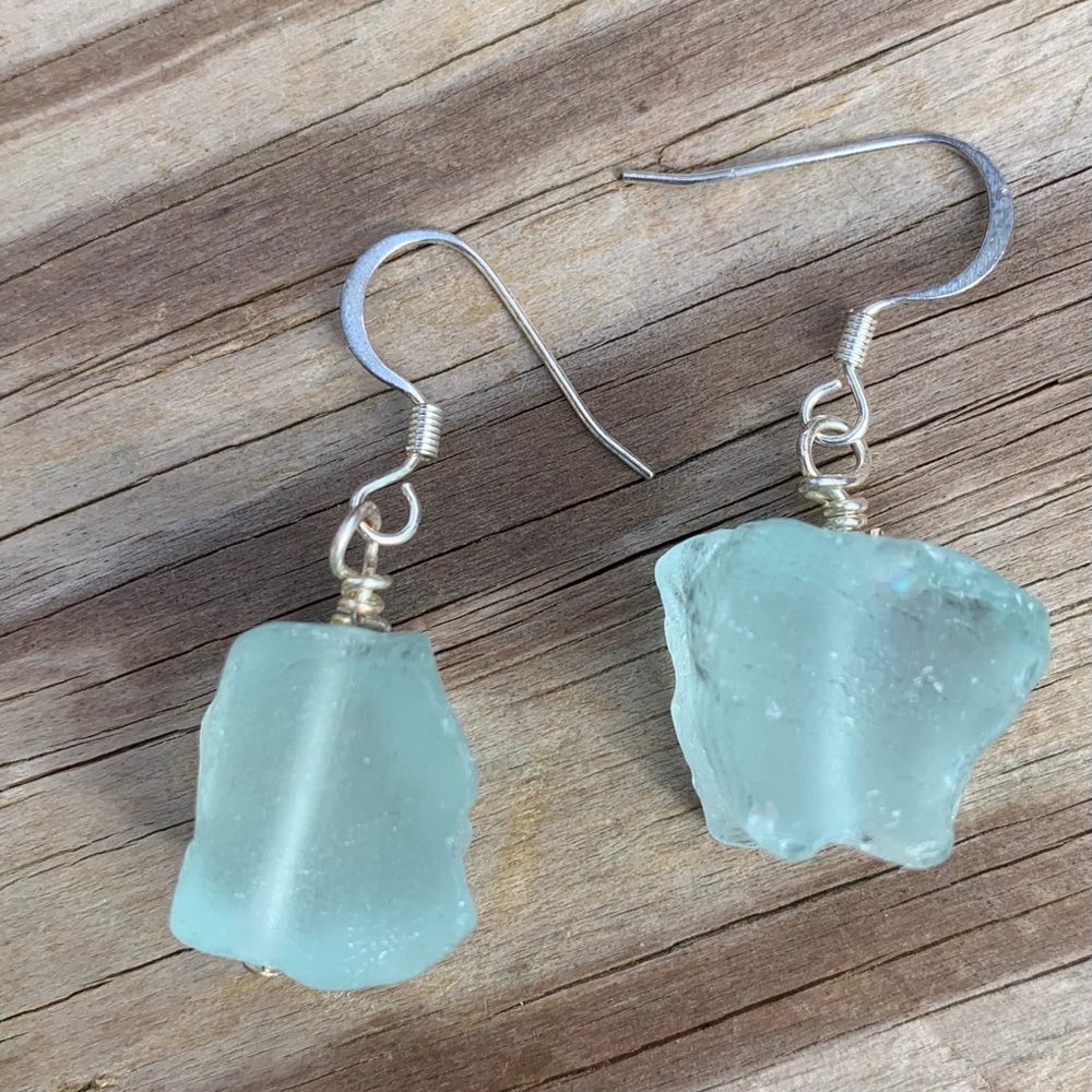 COPY - SOLD Aquamarine Genuine Earrings. Natural ruff cut.Large . - Picture 6 of 6
